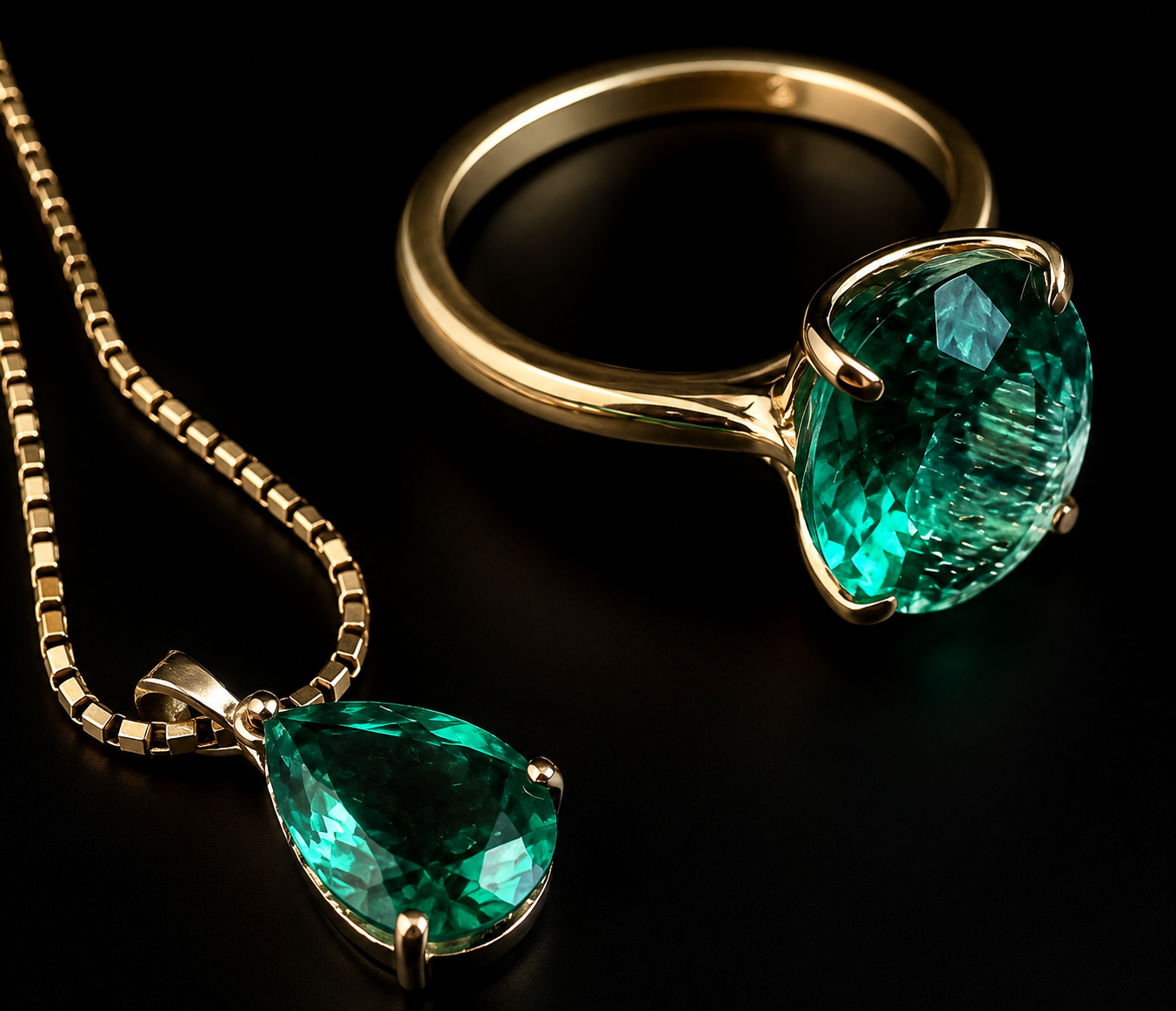 Bague et pendentif en titane, création haute joaillerie Genève